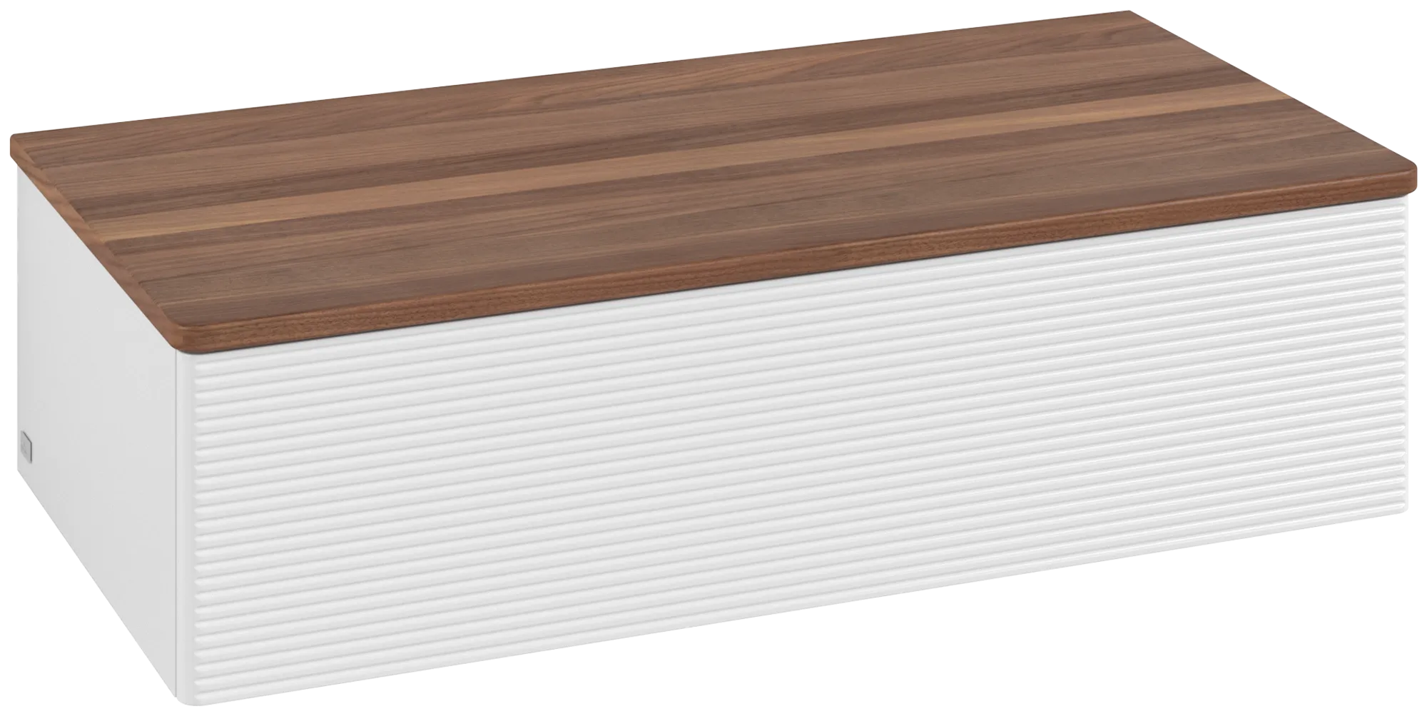 εικόνα του VILLEROY BOCH Antao Sideboard, 1 pull-out compartment, 1000 x 268 x 500 mm, Front with grain texture, Glossy White Lacquer / Warm Walnut #K40102GF