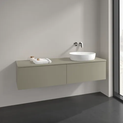 Bild von VILLEROY BOCH Antao Waschbeckenunterschrank, 2 Auszüge, 1600 x 360 x 500 mm, Front ohne Struktur, Stone Grey Matt Lacquer / Stone Grey Matt Lacquer #K38050HK