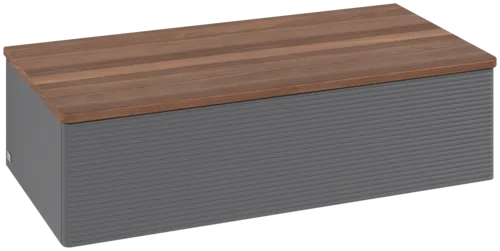 εικόνα του VILLEROY BOCH Antao Sideboard, 1 pull-out compartment, 1000 x 268 x 500 mm, Front with grain texture, Anthracite Matt Lacquer / Warm Walnut #K40102GK