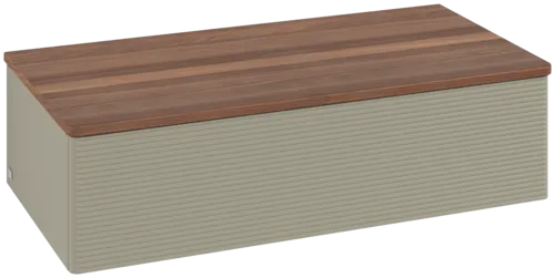 εικόνα του VILLEROY BOCH Antao Sideboard, 1 pull-out compartment, 1000 x 268 x 500 mm, Front with grain texture, Stone Grey Matt Lacquer / Warm Walnut #K40102HK