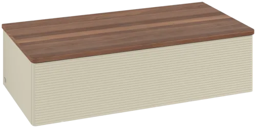 εικόνα του VILLEROY BOCH Antao Sideboard, 1 pull-out compartment, 1000 x 268 x 500 mm, Front with grain texture, Silk Grey Matt Lacquer / Warm Walnut #K40102HJ