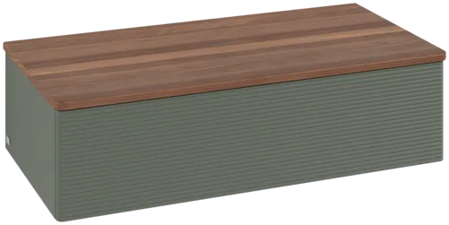 εικόνα του VILLEROY BOCH Antao Sideboard, 1 pull-out compartment, 1000 x 268 x 500 mm, Front with grain texture, Leaf Green Matt Lacquer / Warm Walnut #K40102HL
