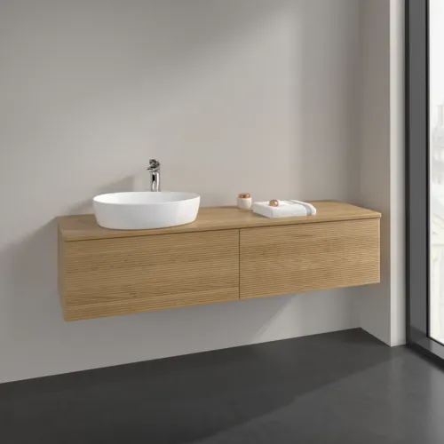 Bild von VILLEROY BOCH Antao Waschbeckenunterschrank, 2 Auszüge, 1600 x 360 x 500 mm, Front mit Struktur, Honey Oak / Honey Oak #K37151HN