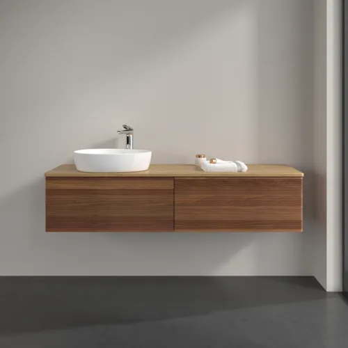 Bild von VILLEROY BOCH Antao Waschbeckenunterschrank, 2 Auszüge, 1600 x 360 x 500 mm, Front mit Struktur, Warm Walnut / Honey Oak #K37151HM