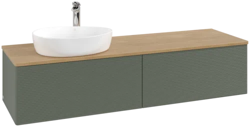 VILLEROY BOCH Antao Vanity unit, 2 pull-out compartments, 1600 x 360 x 500 mm, Front with grain texture, Leaf Green Matt Lacquer / Honey Oak #K37151HL resmi