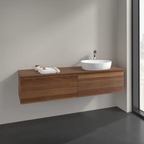 Picture of VILLEROY BOCH Antao Vanity unit, 2 pull-out compartments, 1600 x 360 x 500 mm, Front without structure, Warm Walnut / Warm Walnut #K38052HM