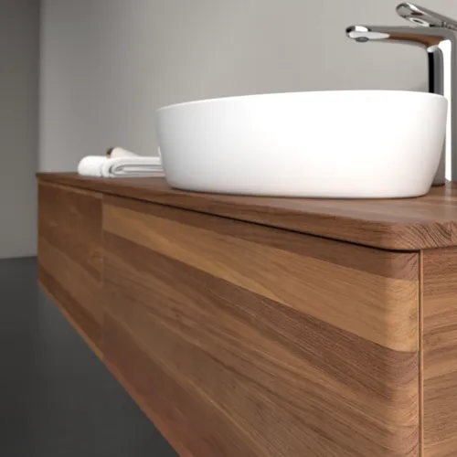 Picture of VILLEROY BOCH Antao Vanity unit, 2 pull-out compartments, 1600 x 360 x 500 mm, Front without structure, Warm Walnut / Warm Walnut #K38052HM
