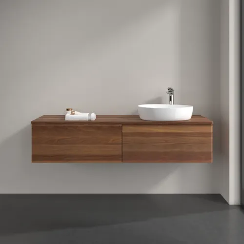 Picture of VILLEROY BOCH Antao Vanity unit, 2 pull-out compartments, 1600 x 360 x 500 mm, Front without structure, Warm Walnut / Warm Walnut #K38052HM