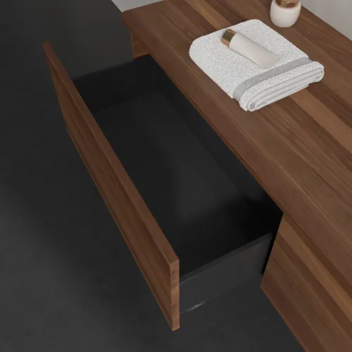 Picture of VILLEROY BOCH Antao Vanity unit, 2 pull-out compartments, 1600 x 360 x 500 mm, Front without structure, Warm Walnut / Warm Walnut #K38052HM