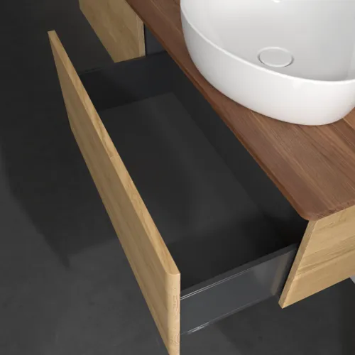 Bild von VILLEROY BOCH Antao Waschbeckenunterschrank, 2 Auszüge, 1600 x 360 x 500 mm, Front ohne Struktur, Honey Oak / Warm Walnut #K38052HN