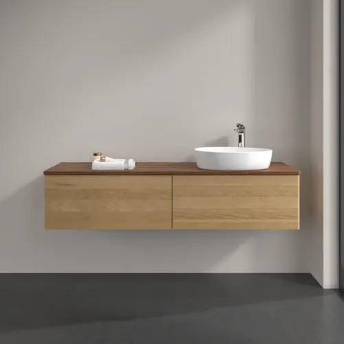 Bild von VILLEROY BOCH Antao Waschbeckenunterschrank, 2 Auszüge, 1600 x 360 x 500 mm, Front ohne Struktur, Honey Oak / Warm Walnut #K38052HN