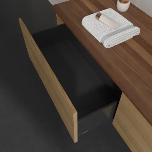 Bild von VILLEROY BOCH Antao Waschbeckenunterschrank, 2 Auszüge, 1600 x 360 x 500 mm, Front ohne Struktur, Honey Oak / Warm Walnut #K38052HN