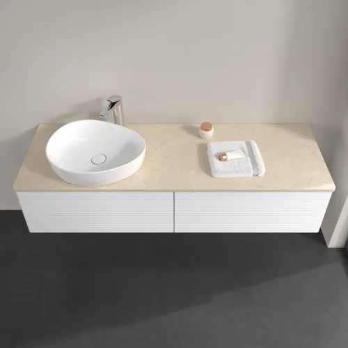 VILLEROY BOCH Antao Waschbeckenunterschrank, 2 Auszüge, 1600 x 360 x 500 mm, Front mit Struktur, White Matt Lacquer / Botticino #K37153MT, Bild 4