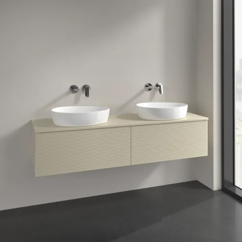 Bild von VILLEROY BOCH Antao Waschbeckenunterschrank, 2 Auszüge, 1600 x 360 x 500 mm, Front mit Struktur, Silk Grey Matt Lacquer / Silk Grey Matt Lacquer #K39110HJ