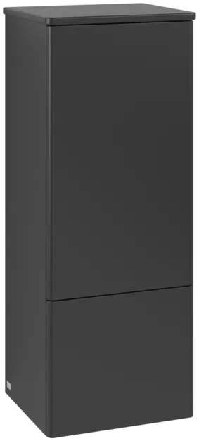 Picture of VILLEROY BOCH Antao Medium-height cabinet, 1 door, 414 x 1039 x 356 mm, Front without structure, Black Matt Lacquer / Black Matt Lacquer #K43000PD