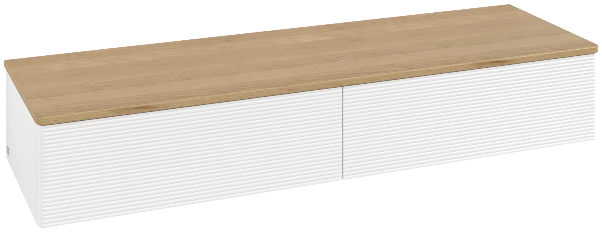 Bild von VILLEROY BOCH Antao Sideboard, 2 Auszüge, 1600 x 268 x 500 mm, Front mit Struktur, White Matt Lacquer / Honey Oak #K42101MT