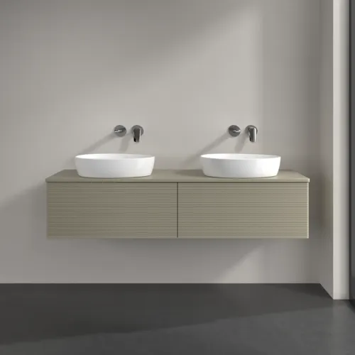 Bild von VILLEROY BOCH Antao Waschbeckenunterschrank, 2 Auszüge, 1600 x 360 x 500 mm, Front mit Struktur, Stone Grey Matt Lacquer / Stone Grey Matt Lacquer #K39110HK