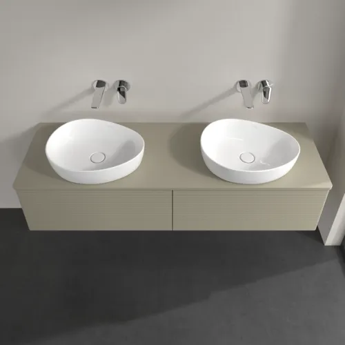 Bild von VILLEROY BOCH Antao Waschbeckenunterschrank, 2 Auszüge, 1600 x 360 x 500 mm, Front mit Struktur, Stone Grey Matt Lacquer / Stone Grey Matt Lacquer #K39110HK