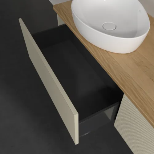 Bild von VILLEROY BOCH Antao Waschbeckenunterschrank, 2 Auszüge, 1600 x 360 x 500 mm, Front mit Struktur, Silk Grey Matt Lacquer / Honey Oak #K37111HJ