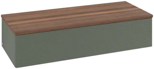 Bild von VILLEROY BOCH Antao Sideboard, 1 Auszug, 1200 x 268 x 500 mm, Front mit Struktur, Leaf Green Matt Lacquer / Warm Walnut #K41102HL