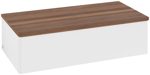Bild von VILLEROY BOCH Antao Sideboard, 1 Auszug, 1000 x 268 x 500 mm, Front ohne Struktur, White Matt Lacquer / Warm Walnut #K40002MT