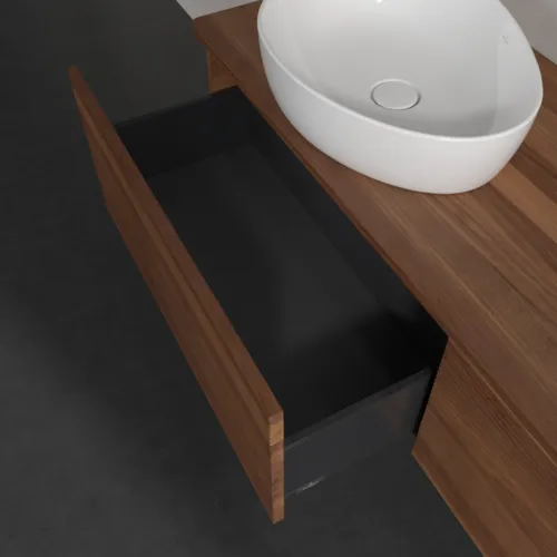 Bild von VILLEROY BOCH Antao Waschbeckenunterschrank, 2 Auszüge, 1600 x 360 x 500 mm, Front mit Struktur, Warm Walnut / Warm Walnut #K39112HM