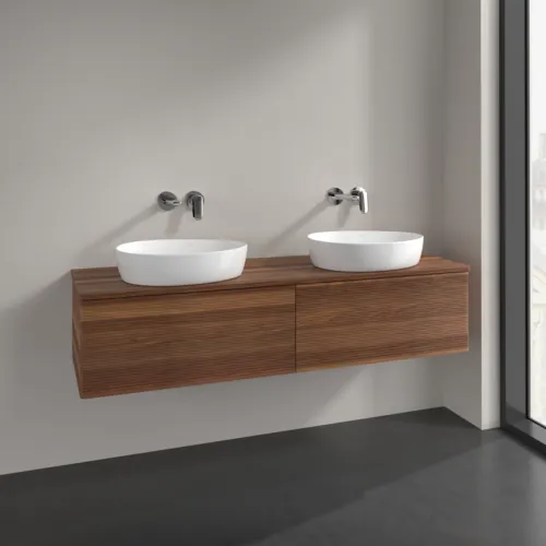 Bild von VILLEROY BOCH Antao Waschbeckenunterschrank, 2 Auszüge, 1600 x 360 x 500 mm, Front mit Struktur, Warm Walnut / Warm Walnut #K39112HM