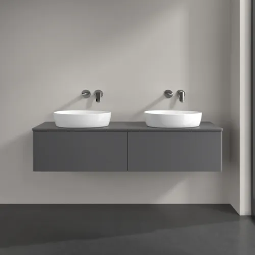 VILLEROY BOCH Antao Waschbeckenunterschrank, 2 Auszüge, 1600 x 360 x 500 mm, Front ohne Struktur, Anthracite Matt Lacquer / Anthracite Matt Lacquer #K39010GK, Bild 3