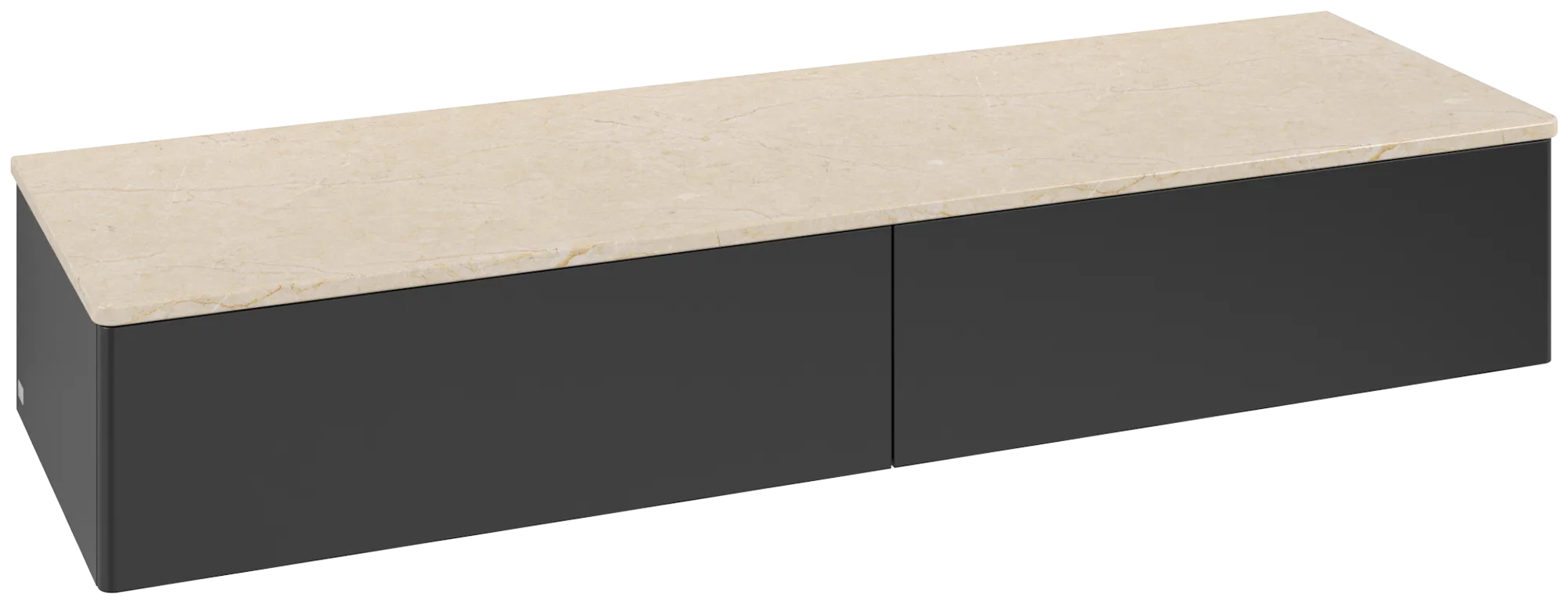 Bild von VILLEROY BOCH Antao Sideboard, 2 Auszüge, 1600 x 268 x 500 mm, Front ohne Struktur, Black Matt Lacquer / Botticino #K42003PD