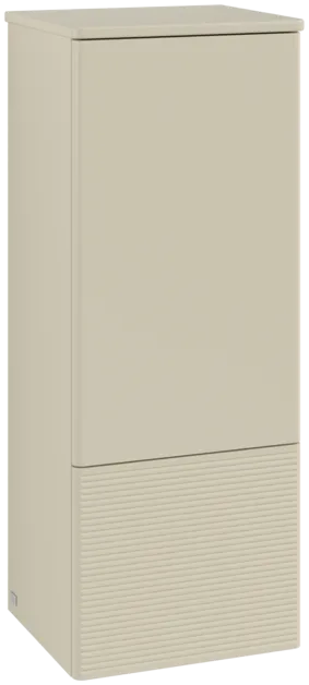 Picture of VILLEROY BOCH Antao Medium-height cabinet, 1 door, 414 x 1039 x 356 mm, Front with grain texture, Silk Grey Matt Lacquer / Silk Grey Matt Lacquer #K44100HJ