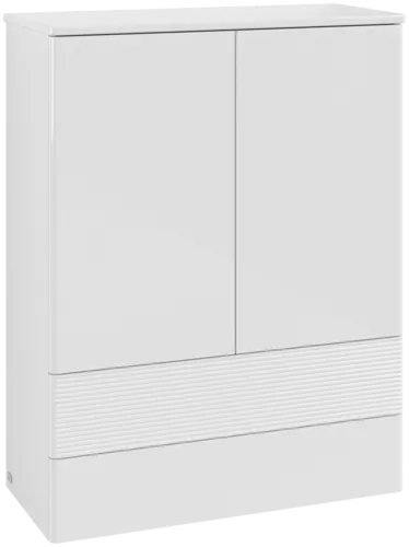 Picture of VILLEROY BOCH Antao Highboard, 2 doors, 814 x 1039 x 356 mm, Front with grain texture, Glossy White Lacquer / Glossy White Lacquer #K47100GF