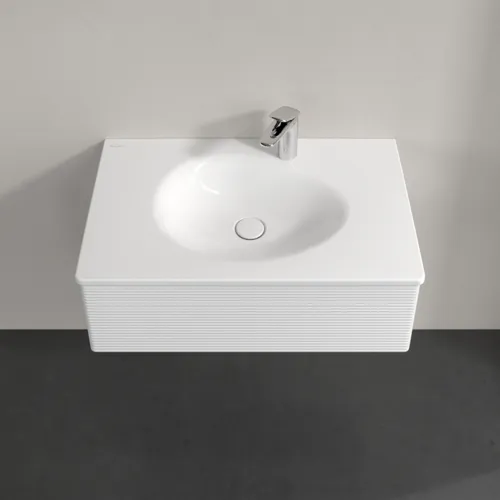 Bild von VILLEROY BOCH Antao Waschbeckenunterschrank, mit Beleuchtung, 1 Auszug, 788 x 256 x 496 mm, Front mit Struktur, Glossy White Lacquer #L01100GF