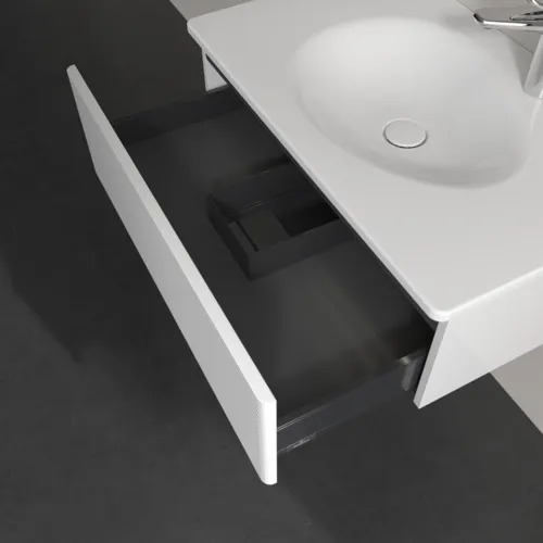 Bild von VILLEROY BOCH Antao Waschbeckenunterschrank, mit Beleuchtung, 1 Auszug, 788 x 256 x 496 mm, Front mit Struktur, Glossy White Lacquer #L01100GF