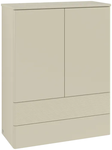 Picture of VILLEROY BOCH Antao Highboard, 2 doors, 814 x 1039 x 356 mm, Front with grain texture, Silk Grey Matt Lacquer / Silk Grey Matt Lacquer #K47100HJ