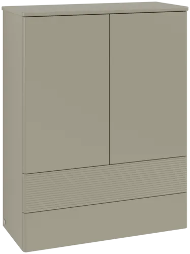 Obrázek VILLEROY BOCH Antao Highboard, 2 doors, 814 x 1039 x 356 mm, Front with grain texture, Stone Grey Matt Lacquer / Stone Grey Matt Lacquer #K47100HK