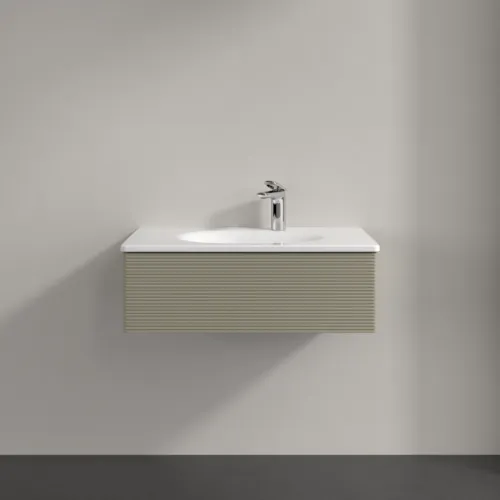 Bild von VILLEROY BOCH Antao Waschbeckenunterschrank, mit Beleuchtung, 1 Auszug, 788 x 256 x 496 mm, Front mit Struktur, Stone Grey Matt Lacquer #L01100HK