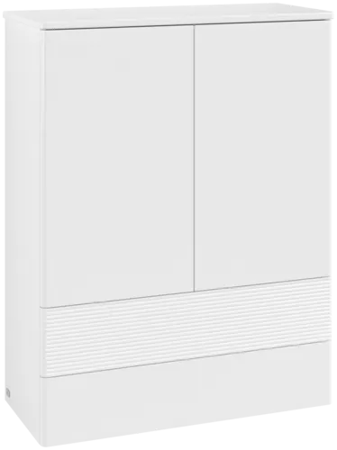Picture of VILLEROY BOCH Antao Highboard, 2 doors, 814 x 1039 x 356 mm, Front with grain texture, White Matt Lacquer / White Matt Lacquer #K47100MT