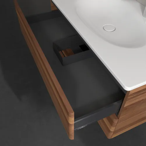 VILLEROY BOCH Antao Waschbeckenunterschrank, mit Beleuchtung, 2 Auszüge, 988 x 504 x 496 mm, Front ohne Struktur, Warm Walnut #L05000HM, Bild 7