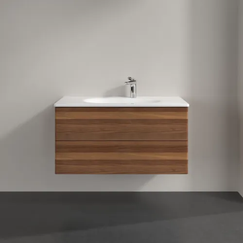 VILLEROY BOCH Antao Waschbeckenunterschrank, mit Beleuchtung, 2 Auszüge, 988 x 504 x 496 mm, Front ohne Struktur, Warm Walnut #L05000HM, Bild 3
