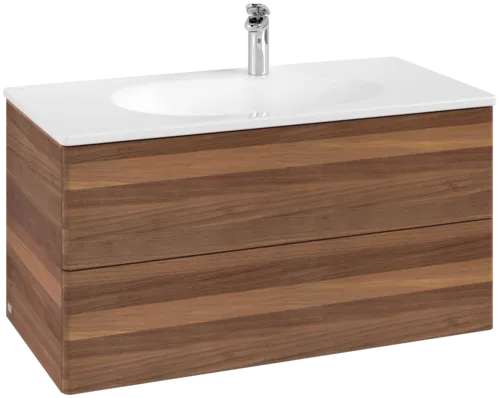 Picture of VILLEROY BOCH Antao Vanity unit, with lighting, 2 pull-out compartments, 988 x 504 x 496 mm, Front without structure, Warm Walnut #L05000HM