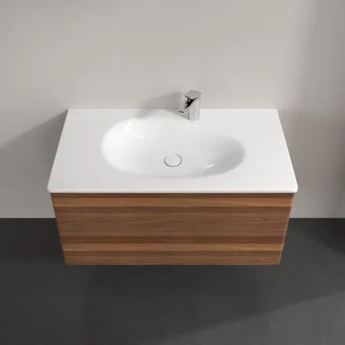 VILLEROY BOCH Antao Waschbeckenunterschrank, mit Beleuchtung, 2 Auszüge, 988 x 504 x 496 mm, Front ohne Struktur, Warm Walnut #L05000HM, Bild 4