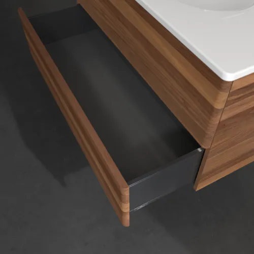 VILLEROY BOCH Antao Waschbeckenunterschrank, mit Beleuchtung, 2 Auszüge, 988 x 504 x 496 mm, Front ohne Struktur, Warm Walnut #L05000HM, Bild 6