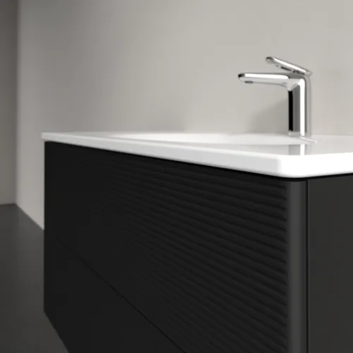 Bild von VILLEROY BOCH Antao Waschbeckenunterschrank, mit Beleuchtung, 2 Auszüge, 988 x 504 x 496 mm, Front mit Struktur, Black Matt Lacquer #L05100PD