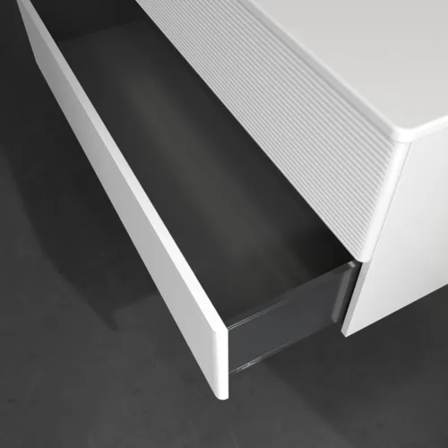 Bild von VILLEROY BOCH Antao Waschbeckenunterschrank, mit Beleuchtung, 2 Auszüge, 1188 x 504 x 493 mm, Front mit Struktur, Glossy White Lacquer #L06100GF