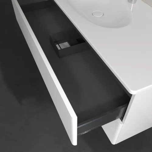 Bild von VILLEROY BOCH Antao Waschbeckenunterschrank, mit Beleuchtung, 2 Auszüge, 1188 x 504 x 493 mm, Front mit Struktur, Glossy White Lacquer #L06100GF