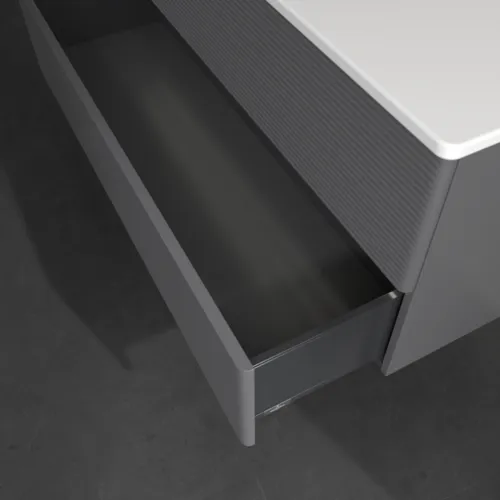 Bild von VILLEROY BOCH Antao Waschbeckenunterschrank, mit Beleuchtung, 2 Auszüge, 1188 x 504 x 493 mm, Front mit Struktur, Anthracite Matt Lacquer #L06100GK