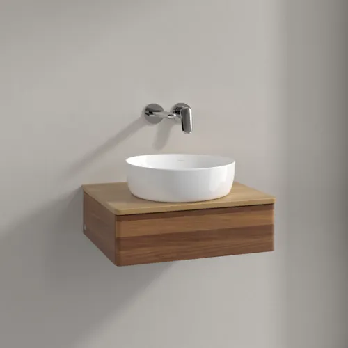 Bild von VILLEROY BOCH Antao Waschbeckenunterschrank, mit Beleuchtung, 1 Auszug, 600 x 190 x 500 mm, Front ohne Struktur, Warm Walnut / Honey Oak #L07011HM