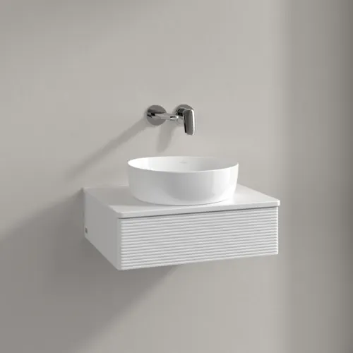 Bild von VILLEROY BOCH Antao Waschbeckenunterschrank, mit Beleuchtung, 1 Auszug, 600 x 190 x 500 mm, Front mit Struktur, Glossy White Lacquer / Glossy White Lacquer #L07110GF