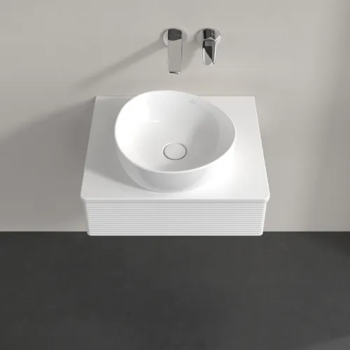 Bild von VILLEROY BOCH Antao Waschbeckenunterschrank, mit Beleuchtung, 1 Auszug, 600 x 190 x 500 mm, Front mit Struktur, Glossy White Lacquer / Glossy White Lacquer #L07110GF