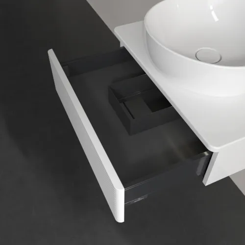 Bild von VILLEROY BOCH Antao Waschbeckenunterschrank, mit Beleuchtung, 1 Auszug, 600 x 190 x 500 mm, Front mit Struktur, Glossy White Lacquer / Glossy White Lacquer #L07110GF